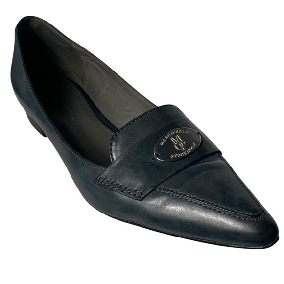 Marc O'Polo Stockholm Smoky Blue Leather Pointed Toe Flats - Picture 2 of 12